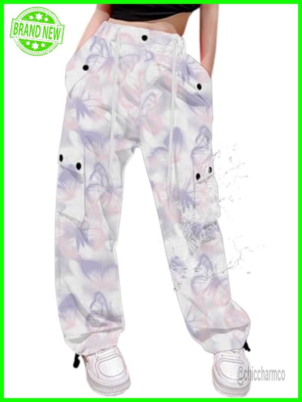 Women's Parachute Cargo Pants Baggy Oversized Ripstop Nylon Y2K Streetwear